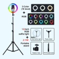 10" Tripod RGB LED Soft Ring Light with 2.1m Portable extendable Stand