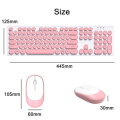 (FO-D362) Round Keycap Punk Style Crystal Glare Wireless Keyboard &amp; Mouse - Pink