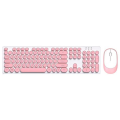 (FO-D362) Round Keycap Punk Style Crystal Glare Wireless Keyboard &amp; Mouse - Pink