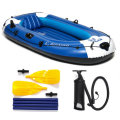 225x127cm 3 Person Inflatable Rowing Boat Bearing 210kg PVC Rubber Fishing with Paddles Pump