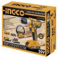 Ingco - Cordless Drill Combo (20V) and Mechanics DIY Tool Set (86 Pieces)