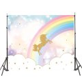 5x3ft 7x5ft Rainbow Sky Gold Unicorn Photography Backdrop Studio Prop Background - 0.31kg