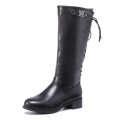 TTP Knee High Boots Side Zipper with Lace and Metal Decor XB8228