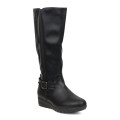 Alxir Ladies Knee-High Boots with Buckle Decor PSL2065A