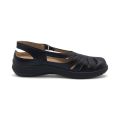 TTP Women Black Round Toe Cut Out Style Loafer with Velcro XB5602