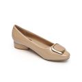 TTP Low Block Heel Patent PU Courts with Square Decor JSF61