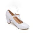 TTP Women Patent PU Block Heel Courts With Ankle Strap JSF66