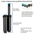 Irrigation Sprinkler Pop-Up & Nozzle | K-RAIN NP4 + KVF10 | 6m Diameter Spray, 25cm height