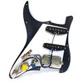 HSS Prewired Pickguard Loaded  with Alnico 5 Pickups - Black with Ivory (Push Pull Coil Split Mod)
