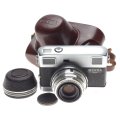 WERRA Matic Jena T 1:2.8 f=50mm Unusual point and shoot camera kit hood cap case clean condition