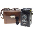 Rolleiflex Vintage classic Twin Lens Reflex TLR Zeiss Tessar 3.8 f=7,5cm leather case