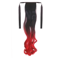 Tie-On Wavy Ombre Ponytail 55cm with Ribbons & Clip - 1-Red