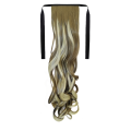 Tie-On Wavy Ponytail 55cm With Ribbons & Clip - F18B-88 Ash Light Brown Platinum Mix