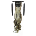Tie-On Wavy Ponytail 55cm With Ribbons & Clip - F18B-88 Ash Light Brown Platinum Mix