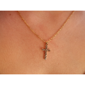 Gold Christian Cross Pendant With Shimering  Zarconia Style Studs