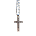 Silver Christian Cross Pendant With Shimering  Zarconia Style Studs