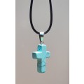 Genuine Christian Turquoise Stone Faith Cross Necklace Gift
