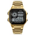 SKMEI 1335 Mens Stainless Steel Digital Watch - Gold