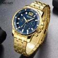 Megir Mens 2068 Chronograph Watch - Gold