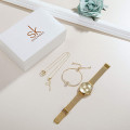 Shengke K0059 Jewelry Set (Bracelet, Necklace & Watch) - Gold