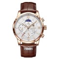 Lige 8932 Mens Chronograph Watch - Brown/White