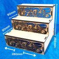 6mm Thick Vintage Decorative Display Stand - 3-Tier Pine MDF Showcase with Elegant Pattern | 90mm...