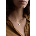 Gold Pearl Disc Dual-Layered Pendant Necklace