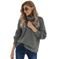 Gray Lantern Sleeve Turtleneck Pullover Sweater