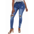 Blue Ripped Distressed High Waist Skinny Jeans