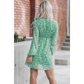Green Polka Dot Print V Neck Mini Dress