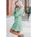 Green Polka Dot Print V Neck Mini Dress