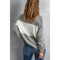 Gray Colorblock Turtleneck Loose Knitted Sweater