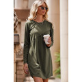 Green Irregular Seam Detail Long Sleeve T-shirt Dress