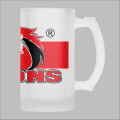 LIONS Rugby Frosted Glass Beer Mug - TRADITIONAL