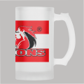 LIONS Rugby Frosted Glass Beer Mug - CLASSIC