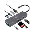 Earldom USB Hub + HDMI + Card Reader to Type-C Adapter
