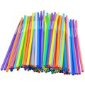 SENZA 200 Pack Plastic Drinking Straws, Extra Long Flexible Disposable Bendy Straws, Assorted Colors