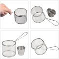 Mini Round Stainless Steel Mesh Fryer Basket Holder for French Fries Set With Sauce Holder