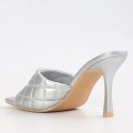 Olivia & Kate Padded Heeled Mule Sandals - Silver