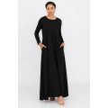 Ameenah Long Sleeve Maxi Dress With Pockets Black