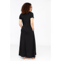 Mia Short Sleeve Maxi Dress With Pockets Black