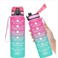 Motivational 1L Water Bottle with Straw Time Marker