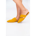 Mustard Pointed Mules Flat Sandals