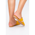 Mustard Pointed Mules Flat Sandals