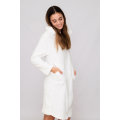 Juliet Zip-Up Sherpra Hoodie Winter Gown With Deep Pockets White