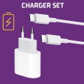 PD Smart Fast Charging USB Type-C Adapter With Type-C to Type-C Cable 1M