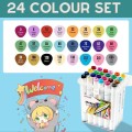 Set of 24 Twin Tip Marker Pen Highlighters for Graphic Art With Carry Case