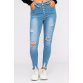 Women's Blue Ripped Stretch Skinny Jeans