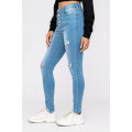 Women's Blue Ripped Stretch Skinny Jeans
