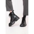 Croc Chunky Lace Up Chelsea Ankle Boots Black
